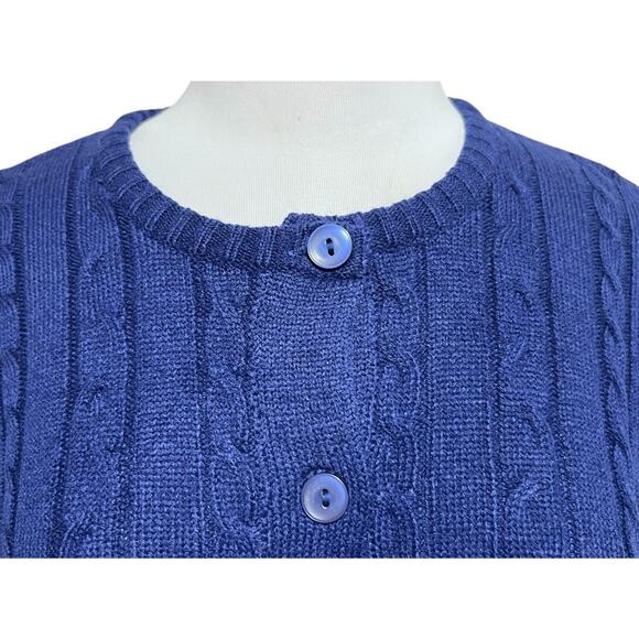 Vintage Sara Morgan Cable Knit Button Down Cardigan Sweater Women's L Blue - Picture 3 of 6